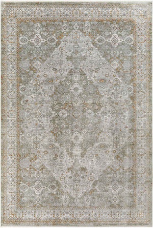 Surya Isfahan 3'3" X 4'11" Machine Woven Area Rug - Elegant Polyester Blend With Stylish Fringe Finish Olive Viscose,Polyester,Acrylic Isf2302-325