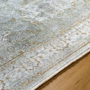 Surya Isfahan 3'3" X 4'11" Machine Woven Area Rug - Elegant Polyester Blend With Stylish Fringe Finish Olive Viscose,Polyester,Acrylic Isf2302-325