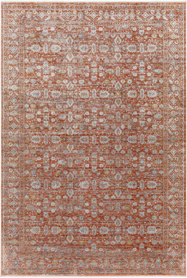 Surya Isfahan 3'3" X 4'11" Machine Woven Area Rug - Elegant Polyester Blend With Stylish Fringe Finish Rust Viscose,Polyester,Acrylic Isf2303-325