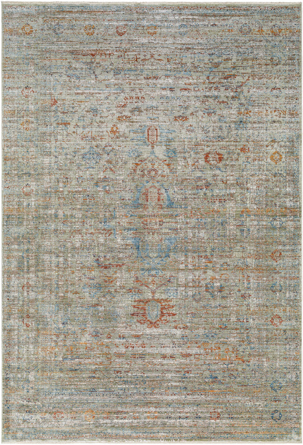 Isfahan ISF-2304 9' x 12' Machine Woven Rug ISF2304-912  Olive, Gray, Black, Rust, Amber, Dark Blue Surya