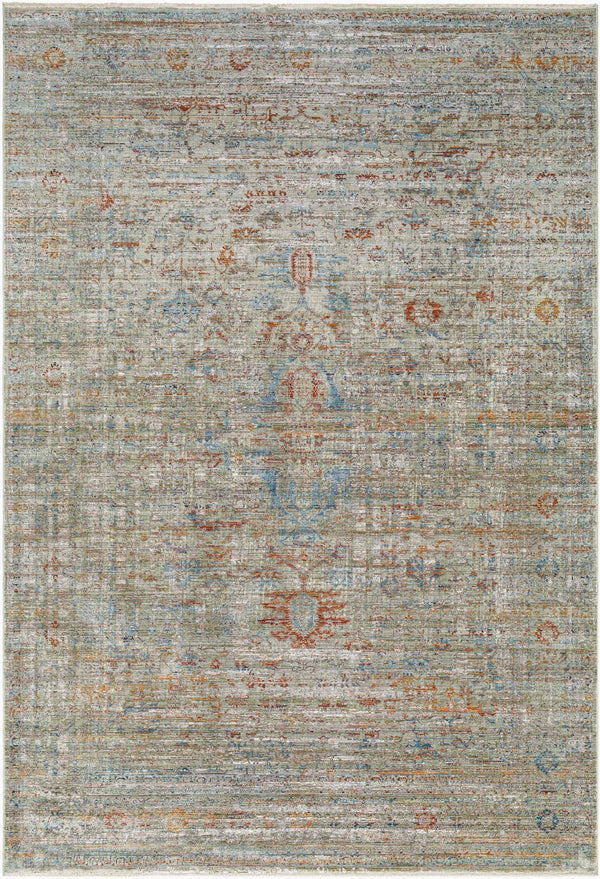 Surya Isfahan 3'3" X 4'11" Machine Woven Area Rug - Elegant Polyester Blend With Stylish Fringe Finish Olive Viscose,Polyester,Acrylic Isf2304-325