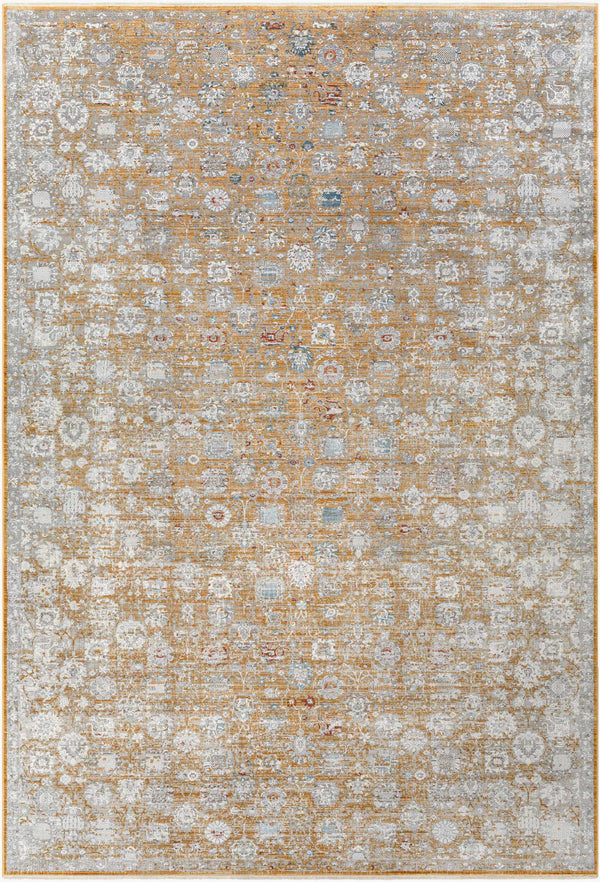 Surya Isfahan 3'3" X 4'11" Machine Woven Area Rug - Elegant Polyester Blend With Stylish Fringe Finish Amber Viscose,Polyester,Acrylic Isf2306-325