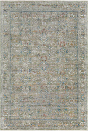 Surya Isfahan 3'3" X 4'11" Machine Woven Area Rug - Elegant Polyester Blend With Stylish Fringe Finish Olive Viscose,Polyester,Acrylic Isf2308-325