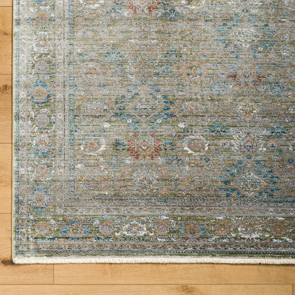 Isfahan ISF-2308 9' x 12' Machine Woven Rug ISF2308-912  Olive, Gray, Black, Dark Blue, White, Rust Surya