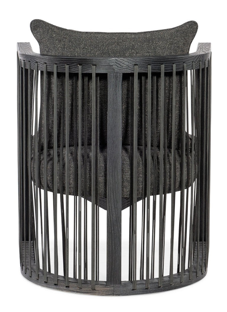 Hooker Furniture Wilde Charred Black Shou Sugi Ban Club Chair — Top-Grain Leather Straps, Sculptural U-Frame Comfort CC290-499