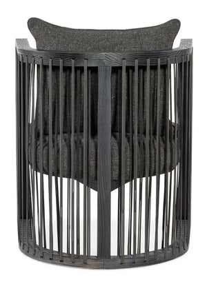 Hooker Furniture Wilde Charred Black Shou Sugi Ban Club Chair — Top-Grain Leather Straps, Sculptural U-Frame Comfort CC290-499