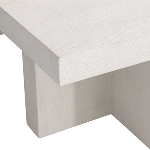 Bernhardt Bernhardt Sandblasted White Blythe Cocktail Table 54" Square Sculptural L-Leg Modern-Rustic Centerpiece 485011