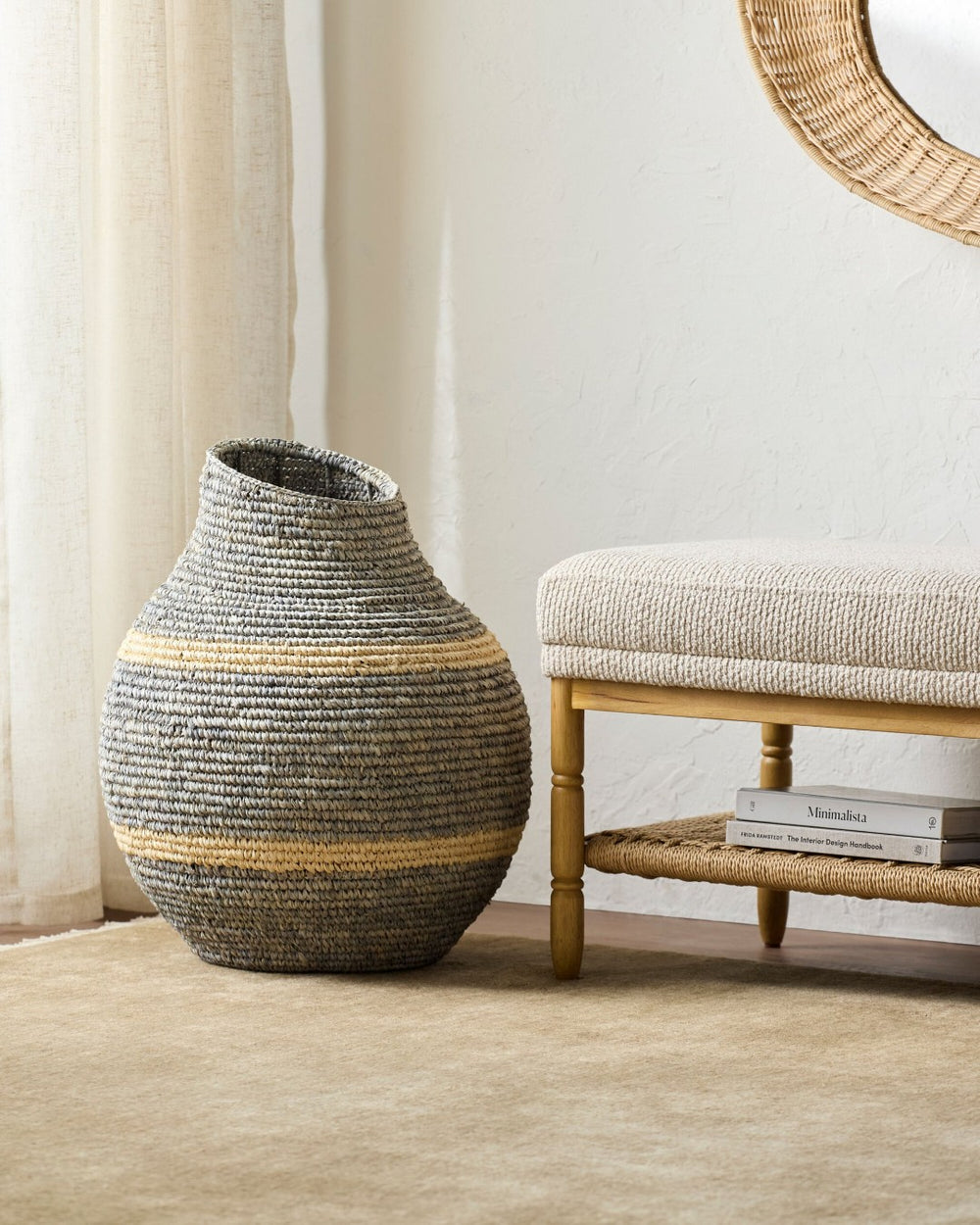 Surya Ishani Handcrafted Woven Basket Vase Bohemian Global Decor Shelf Accent Piece ISHA001-201818