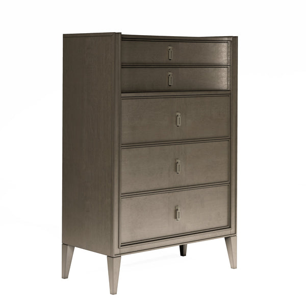 A.R.T. Furniture Cove Drawer Chest: Glamorous Mica Finish, Five Drawers, Cedar-lined Storage, Modern Design & Style Grey Rubberwood Solids,Primavera Veneers,Metal 349150-2743