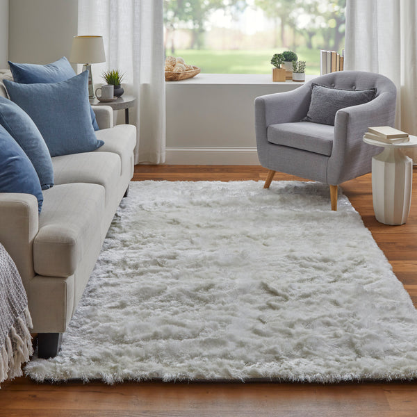 Feizy Rugs Indochine Plush Hand-tufted Polyester Shag Rug - Luxurious High Pile For Contemporary Spaces White Polyester 4944550fwht000n80