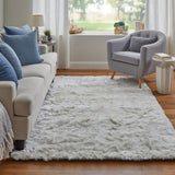 Feizy Rugs Indochine Plush Hand-tufted Polyester Shag Rug - Luxurious High Pile For Contemporary Spaces White Polyester 4944550fwht000n80