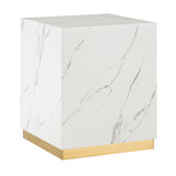 Homelegance By Top-Line Blaise Faux Marble End Table with Casters White Marble