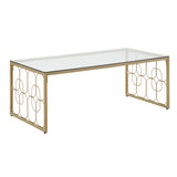 Homelegance By Top-Line Doxie Octagon Pattern Gold Metal and Glass Coffee Table Gold Metal