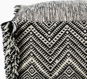 Surya Katniss Global-inspired 14"H X 20"W X 20"D Pouf - Elegant, Durable, And Eclectic Charm For Your Home Black Wool,Cotton,Polybeads Ispf001-202014