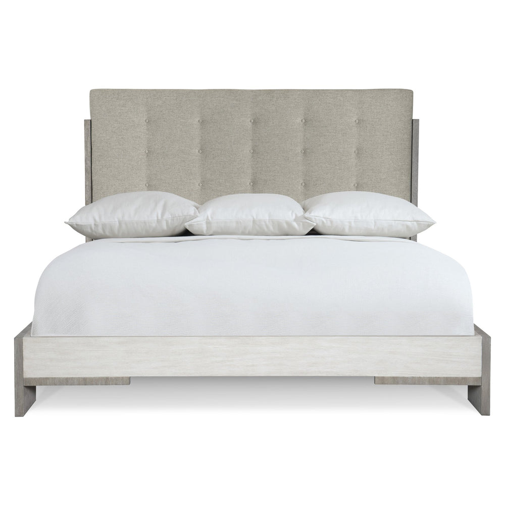 Bernhardt Bernhardt Upholstered Button-Tufted California King Panel Bed — Two-Tone Acacia Frame, Rustic Modern Comfort K1652