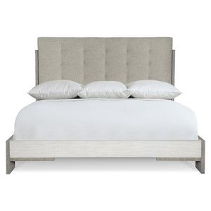 Bernhardt Bernhardt Upholstered Button-Tufted California King Panel Bed — Two-Tone Acacia Frame, Rustic Modern Comfort K1652