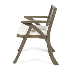 English Elm Helen Outdoor Acacia Hardwood Dining Chairs Curved Slat Back Patio Set of Two 54555.00GRY
