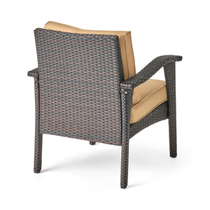 English Elm Christopher Knight Home® - HONOLULU Woven Rattan Club Chair Set — Durable PE Rattan & Iron Frame, Waterproof Fabric, Cozy Seating Brown+Tan 52918.00BRNMP2