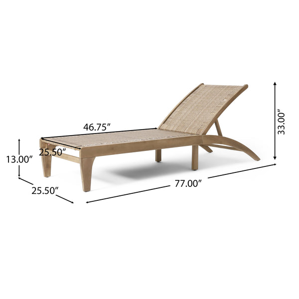 English Elm Christopher Knight Home® - BENFIELD Chaise Lounge Light Brown Wicker with Acacia Wood Frame, Weather-Resistant Reclining Comfort 73261.00MLBRN