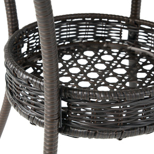 English Elm Christopher Knight Home® - FIGI Paea 27" Glass Table Brown Multi – Durable PE Wicker & Iron Bistro Table with Storage Basket 53082.00IRNKD