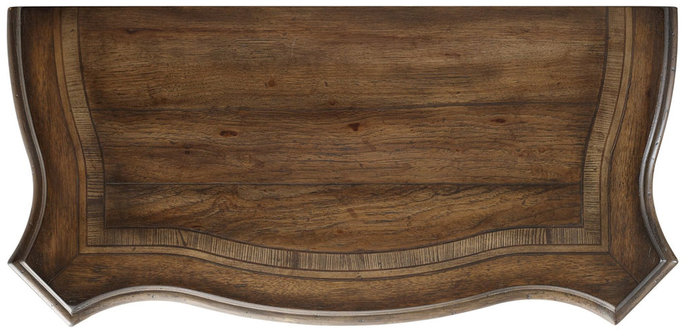 Hooker Furniture Rhapsody Walnut Five-Drawer Chest With Cedar-Lined Bottom, Ornate Acanthus Molding & Distressed Charm 5070-90010