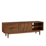 Homelegance By Top-Line Jenna Mid-Century Wood 2-Drawer TV Stand Brown Rubberwood