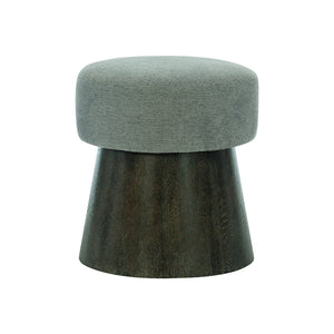 Bernhardt Bernhardt Linea Cerused Charcoal Round Bench With Upholstered Gray Seat, Conical Oak Base, Modern Rustic 384507B