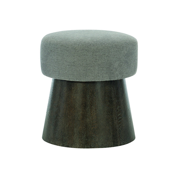 Bernhardt Bernhardt Linea Cerused Charcoal Round Bench With Upholstered Gray Seat, Conical Oak Base, Modern Rustic 384507B