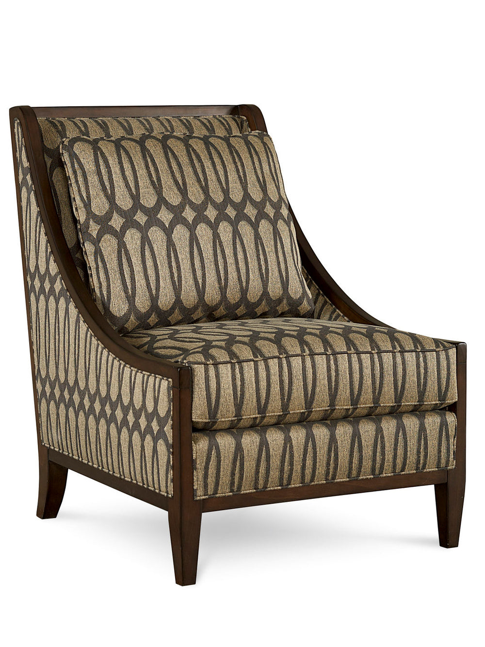 A.R.T. Furniture Harper Mineral Accent Chair With Swooping Arms, Mink Finish & Reversible Cushions For Timeless Style Gold, Brown Wood,Foam,Fabric 161503-5036aa