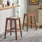 Christopher Knight Home® - Noble House - Farmhouse 26" Wooden Counter Stool, Walnut Finish - Set of 2