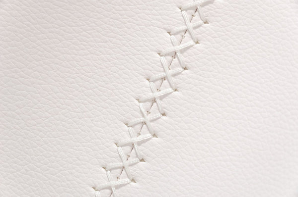 VIG Furniture Ithaca White Leatherette Bar Stool Set Of 2 — Mid-Century Modern Saddle Seat, Black Legs, Stainless Footrail VGHR5409B-WHT