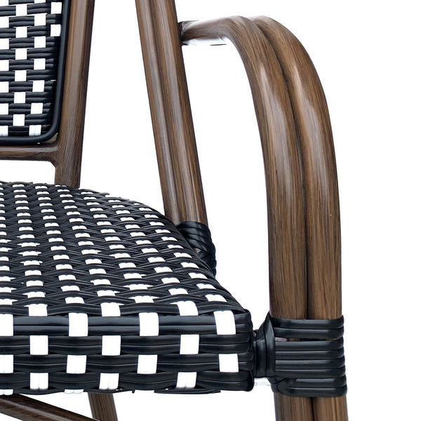 English Elm Bistro Wicker Outdoor Dining Chairs Set of Two with Rust Resistant Aluminum Frame Patio 72905.00BLK