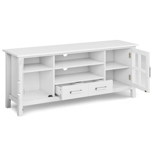English Elm Kitchener 60" White TV Media Stand for up to 65" TVs — Solid Wood, Glass Doors, Drawers & Cord Management B136P158769