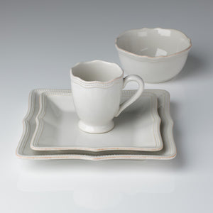 Lenox French Perle Bead White Square 4-piece Place Setting White, WHITE STONEWARE 854796