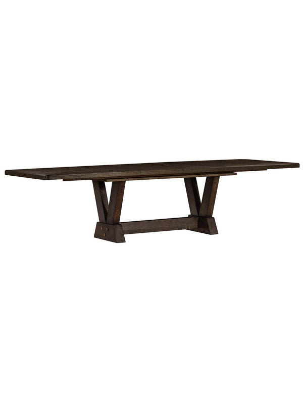 A.R.T. Furniture Woodwright Oak Park Dining Table – Elegant Transitional Design With Adjustable Leaves & Brass Accents Brown, Brown Parawood Solids And Quarter Sawn White Oak Veneer 253238-2315