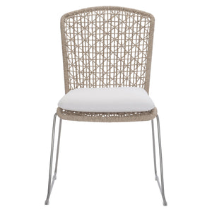 Bernhardt Bernhardt Coastal Woven Outdoor Side Chair With Cushioned Seat, Stainless Frame, Breathable Abaca Support Hazelnut 22.13"W x 23.75"D x 36"H K1950