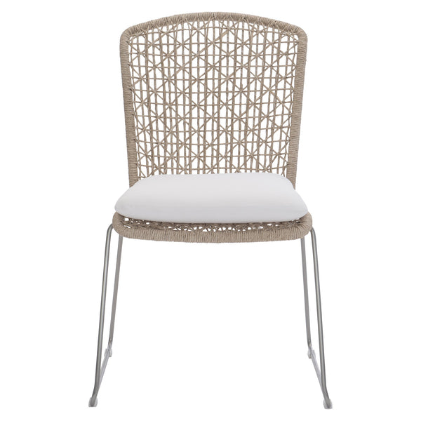 Bernhardt Bernhardt Coastal Woven Outdoor Side Chair With Cushioned Seat, Stainless Frame, Breathable Abaca Support Hazelnut 22.13"W x 23.75"D x 36"H K1950