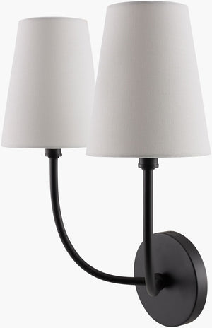 Livabliss Itaran Wrought Iron Wall Sconce with Cotton Shade for Warm Ambient Bedroom Glow ITR-003