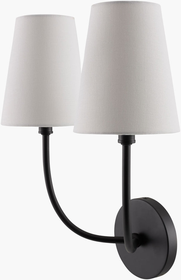 Livabliss Itaran Wrought Iron Wall Sconce with Cotton Shade for Warm Ambient Bedroom Glow ITR-003