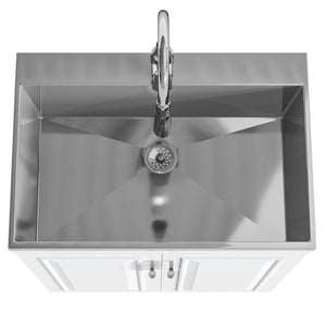 English Elm Darwin - Stylish 28" Laundry Cabinet With Deep Stainless Steel Sink & Pull-Out Faucet For Easy Use B136P158794