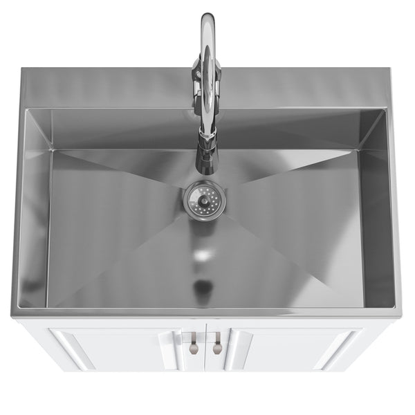 English Elm Darwin - Stylish 28" Laundry Cabinet With Deep Stainless Steel Sink & Pull-Out Faucet For Easy Use B136P158794