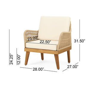 English Elm Christopher Knight Home® - ANNISA Teak Club Chair with Intricate Rope Weave, Weather-Resistant Acacia Wood Accent Seating, 28"W 72374.00LBGE