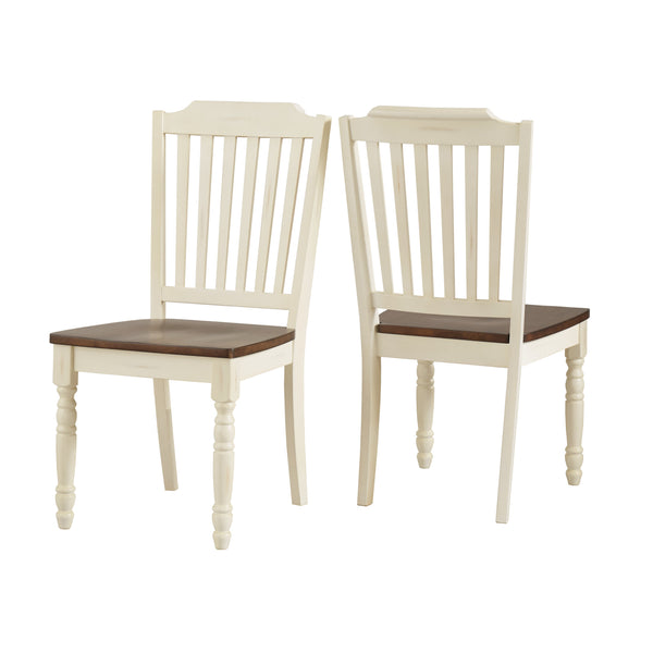 Homelegance By Top-Line Antonio Two-Tone Antique Dining Chairs (Set of 2) White Rubberwood