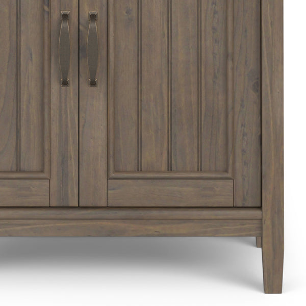 English Elm Lev Smoky Brown Bookcase - Handcrafted Solid Wood, Adjustable Shelves, Two Doors, Anti-Tip Safety, Transitional Design B136P158816