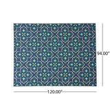 Christopher Knight Home® - Noble House - Camelia Outdoor 7'10" X 10' Medallion Area Rug, Blue and Green