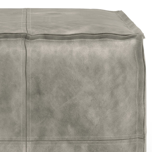 English Elm Brody Square Pouf - Distressed Grey Vegan Leather - Modern Accent For Living Rooms & Offices B136P159282