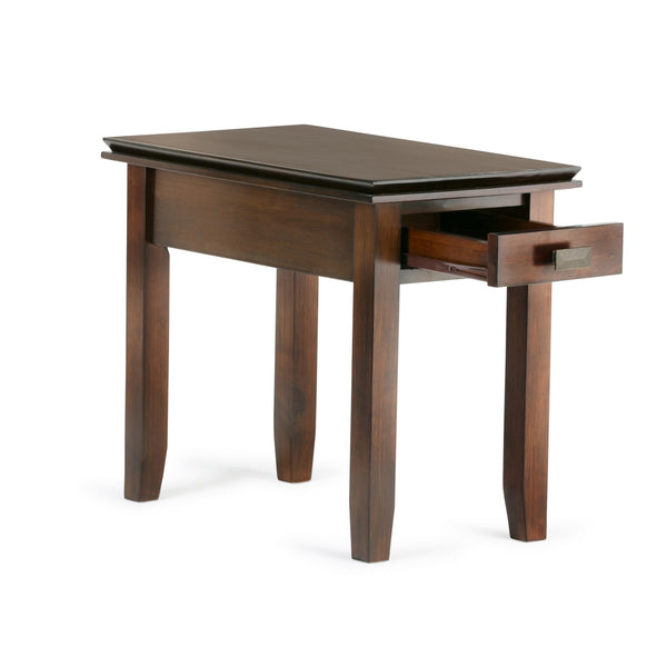 English Elm Artisan Narrow Side Table - Handcrafted Russet Brown Wood With Smooth Drawer For Small Spaces B136P159465