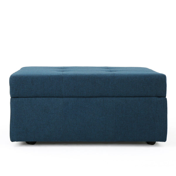 English Elm Larkin Tufted Storage Ottoman with Rolling Casters for Modern Living Rooms 53068.00NBL