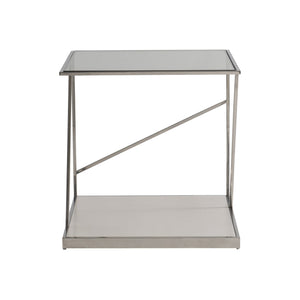 Bernhardt Bernhardt Maymont Side Table With Polished Stainless Steel, Tempered Glass Top & Figured Sycamore Shelf 313111