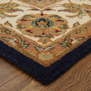 Feizy Rugs Wagner Hand Tufted Wool Oriental Rug - Durable, Stain-resistant Design Perfect For High-traffic Areas Blue,Tan,Gold Wool Wgr8944fnvybgef00